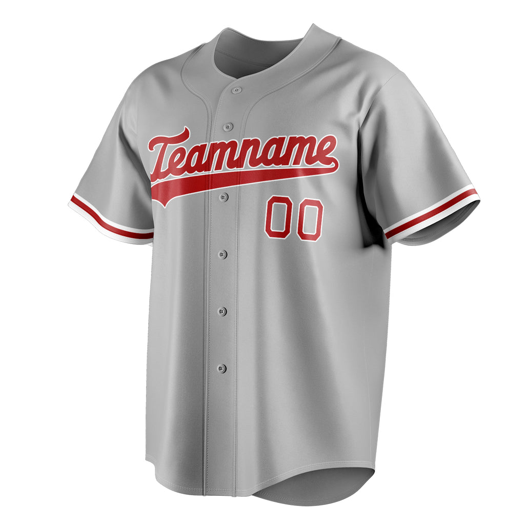 Personalized Gray & Red Color Fan Baseball Jersey