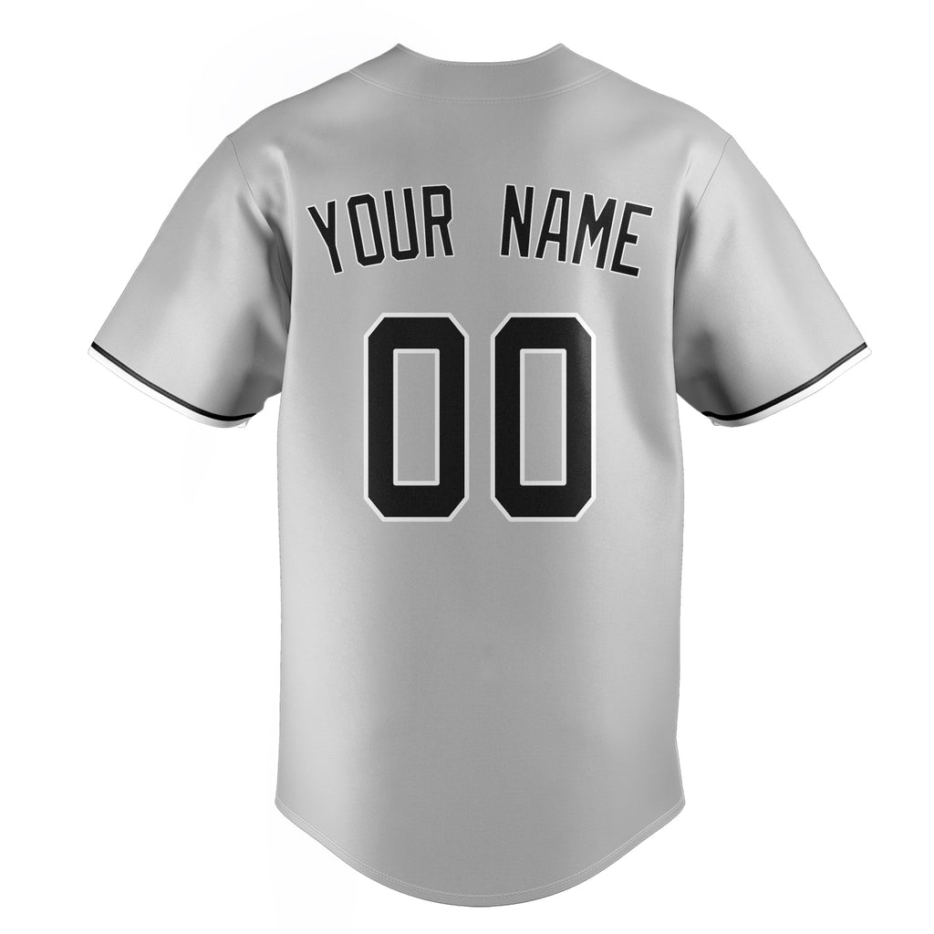 Personalized Gray & Black Color Fan Baseball Jersey