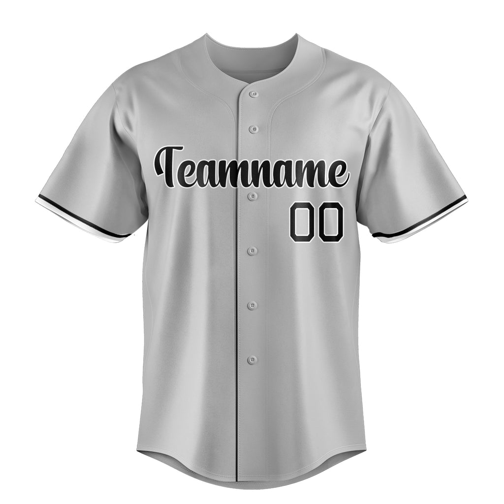 Personalized Gray & Black Color Fan Baseball Jersey