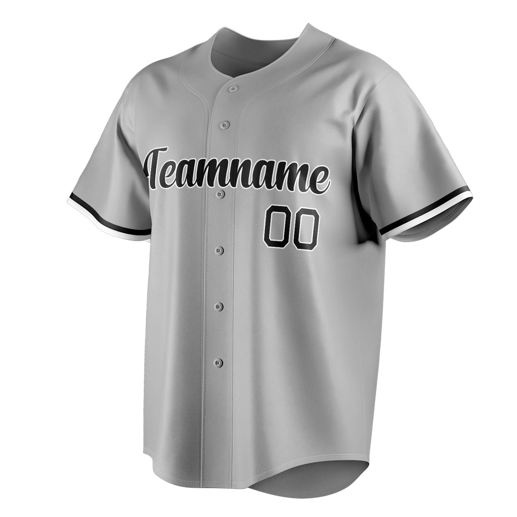 Personalized Gray & Black Color Fan Baseball Jersey