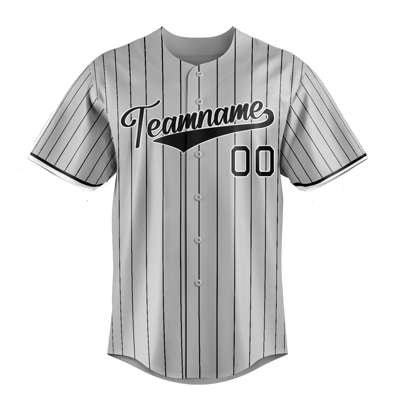 Personalized Gray & Black Black Pinstripe Fan Baseball Jersey