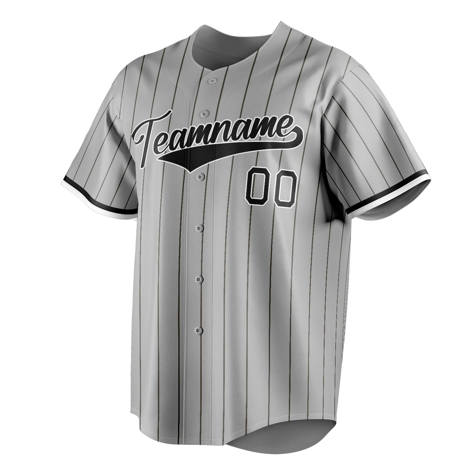 Personalized Gray & Black Black Pinstripe Fan Baseball Jersey