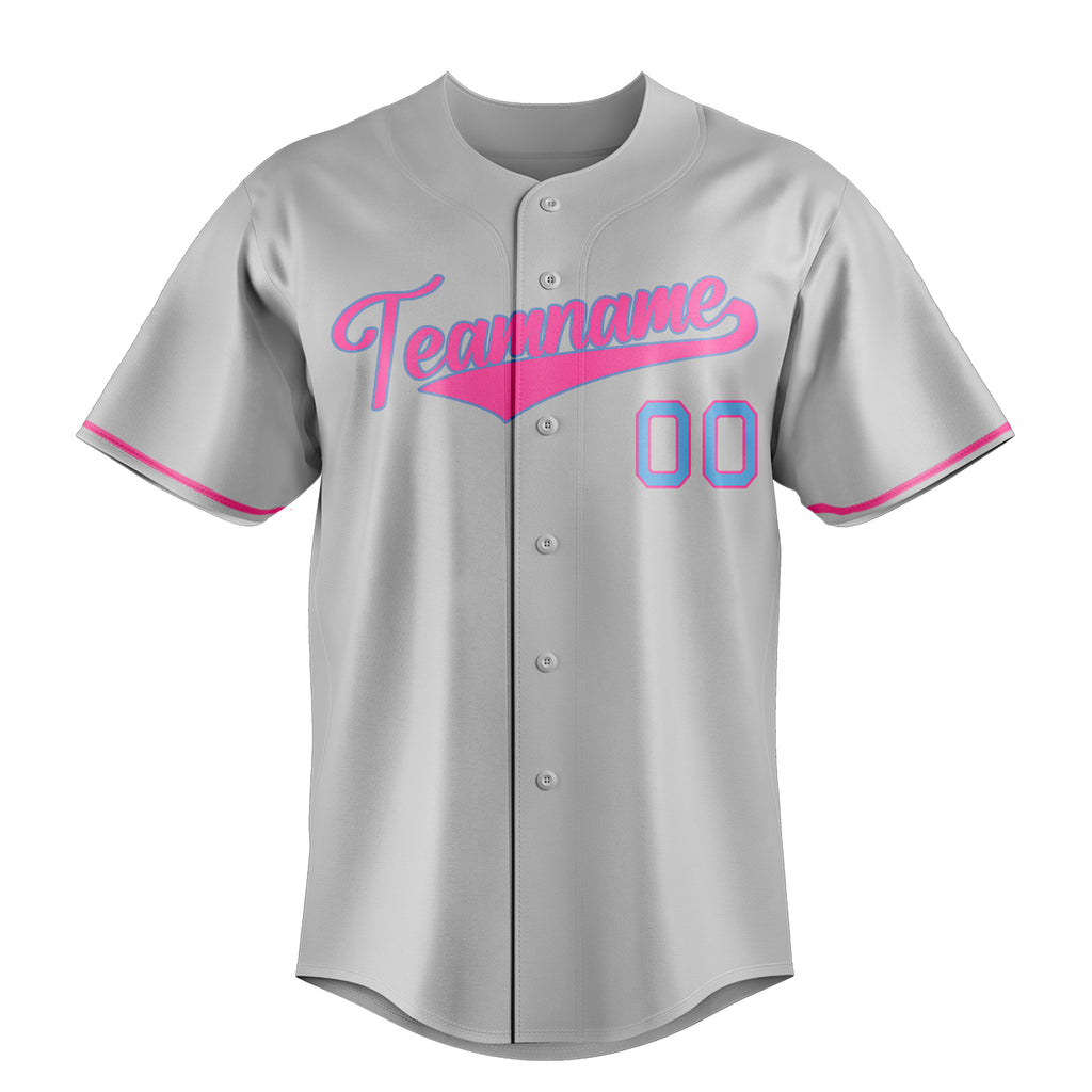 Personalized Gray & Pink Color Fan Baseball Jersey