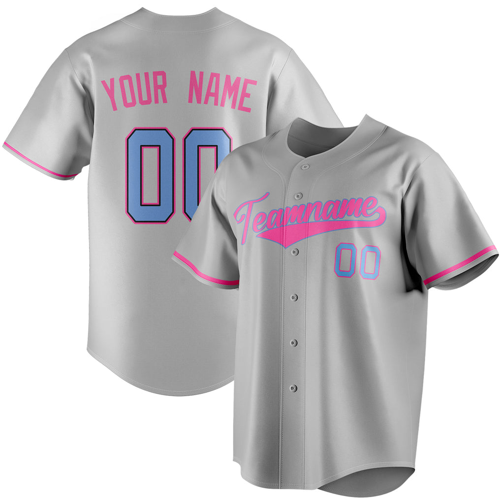 Personalized Gray & Pink Color Fan Baseball Jersey BB01240529JZ163