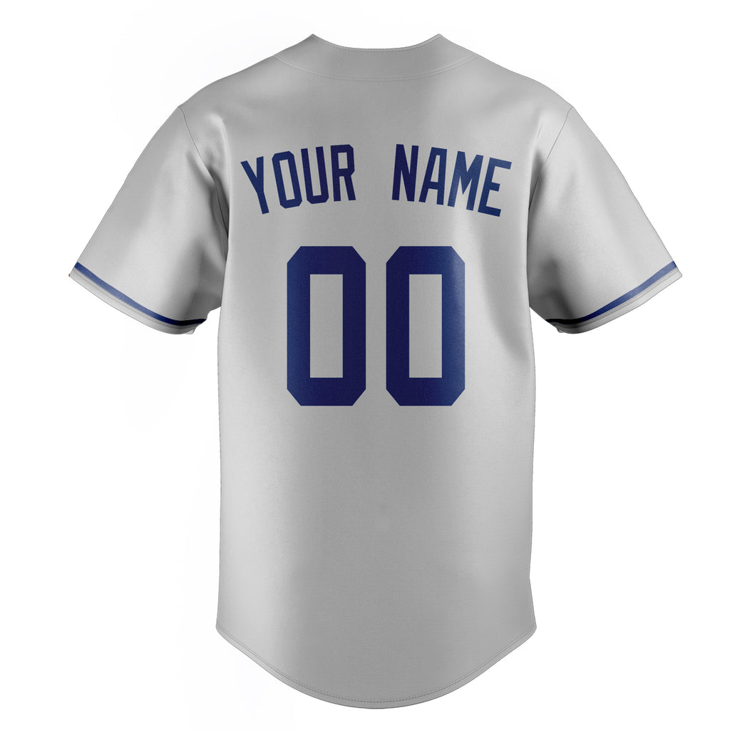 Personalized Gray & Royal Color Fan Baseball Jersey