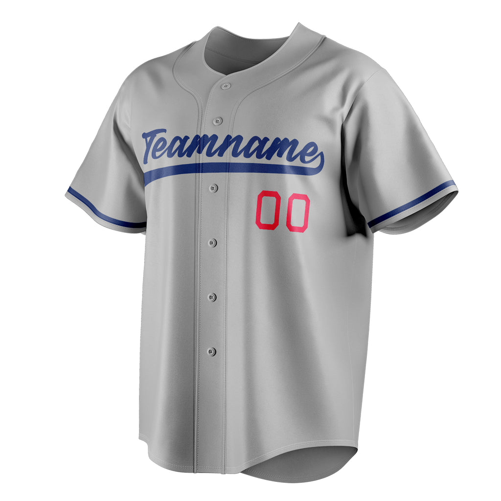 Personalized Gray & Royal Color Fan Baseball Jersey