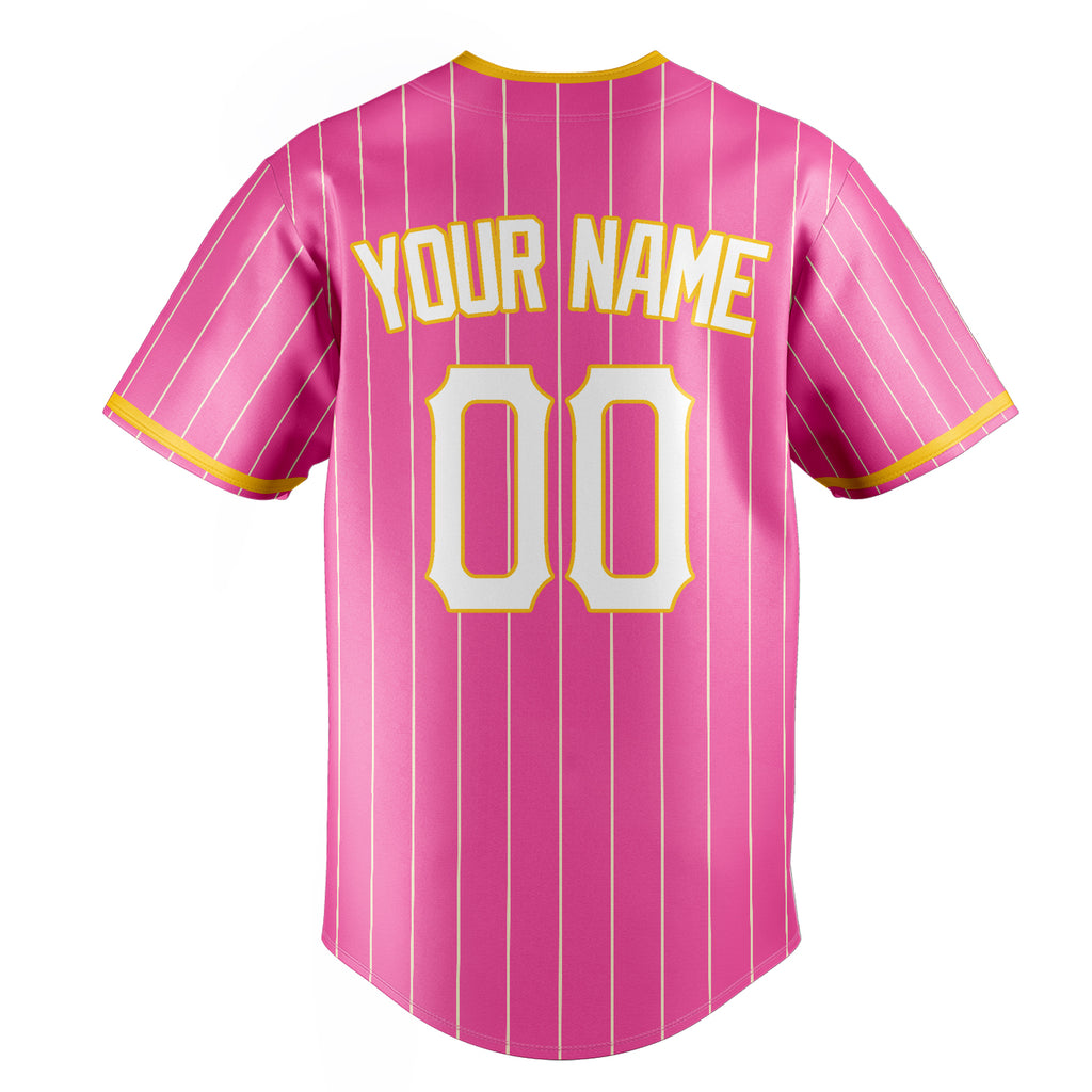 Personalized Pink & White Cream Pinstripe Fan Baseball Jersey