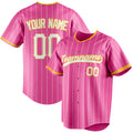 Personalized Pink & White Cream Pinstripe Fan Baseball Jersey BB01240529WX402