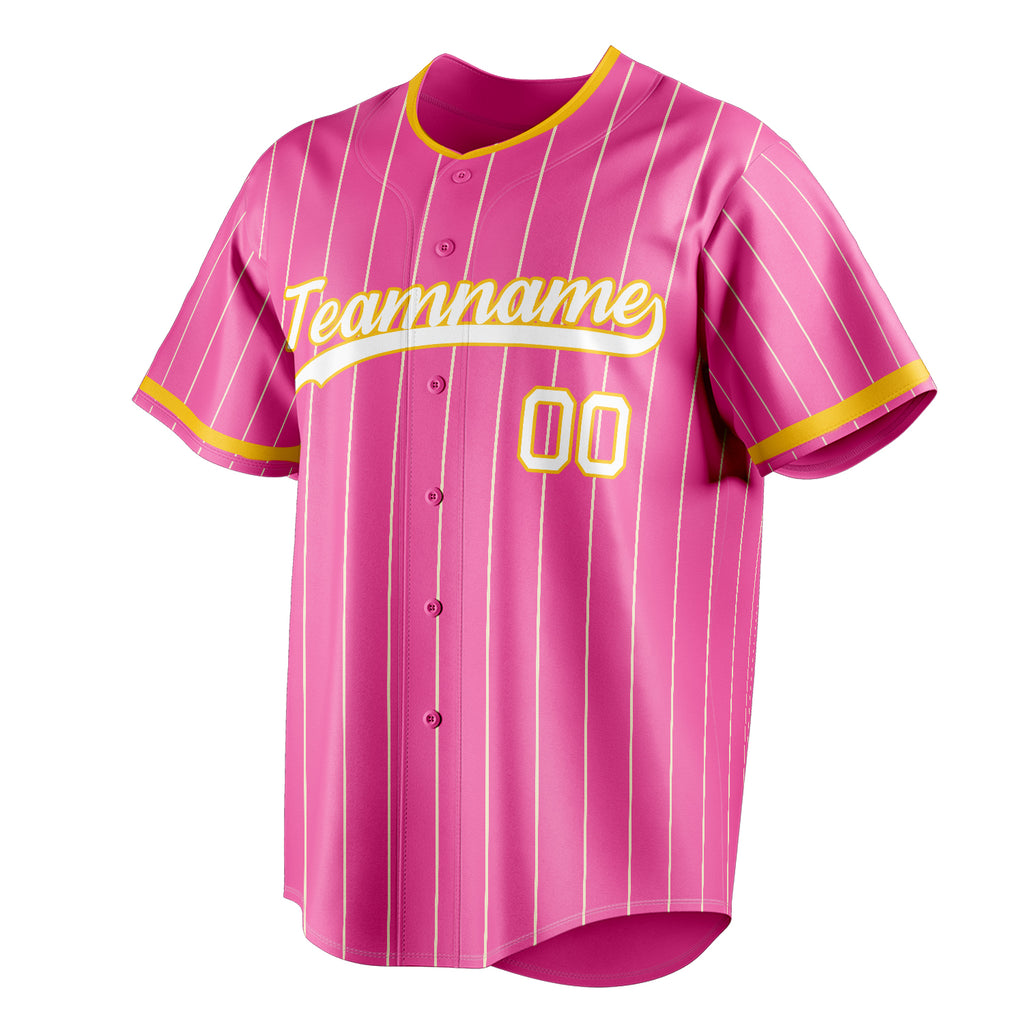 Personalized Pink & White Cream Pinstripe Fan Baseball Jersey