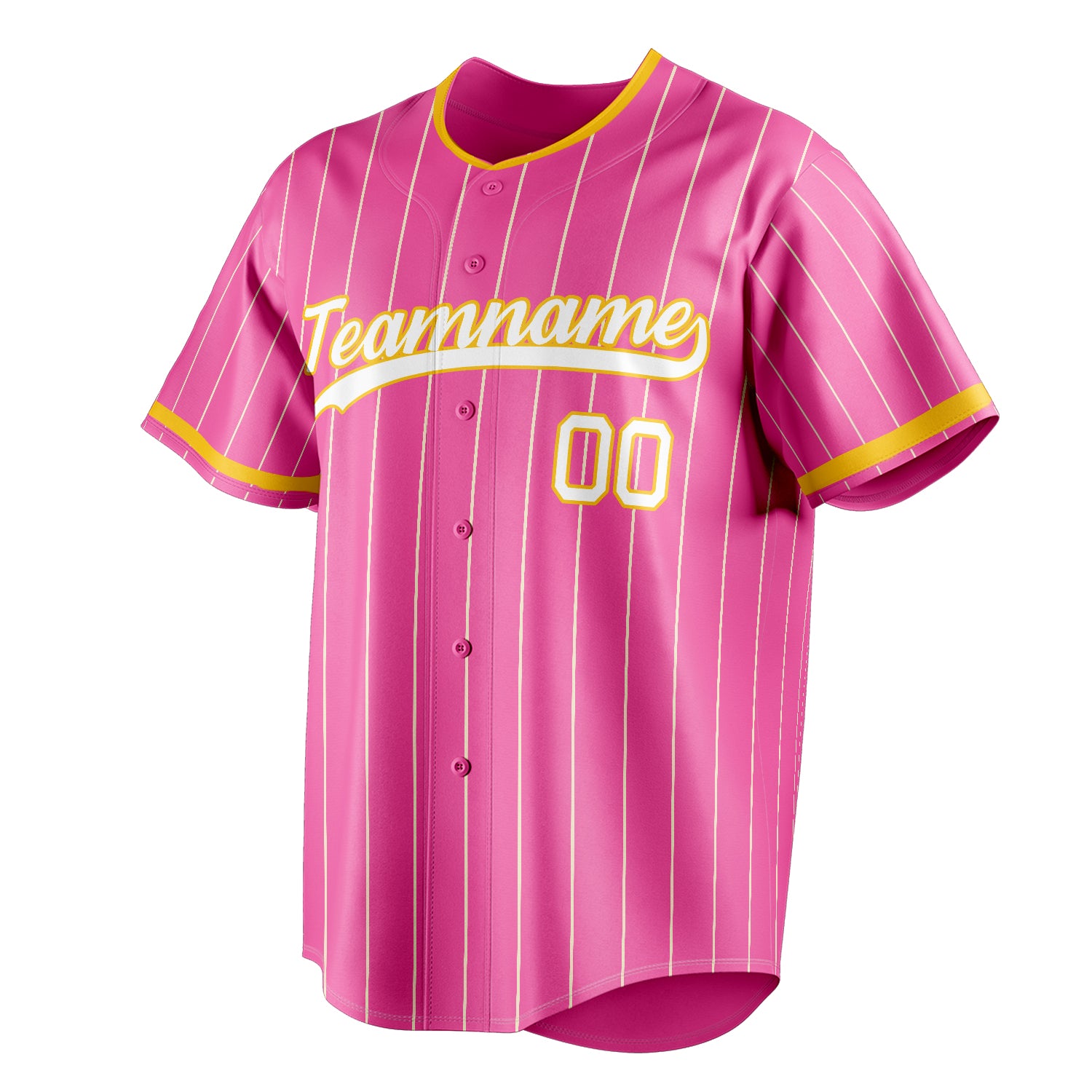 Personalized Pink & White Cream Pinstripe Fan Baseball Jersey