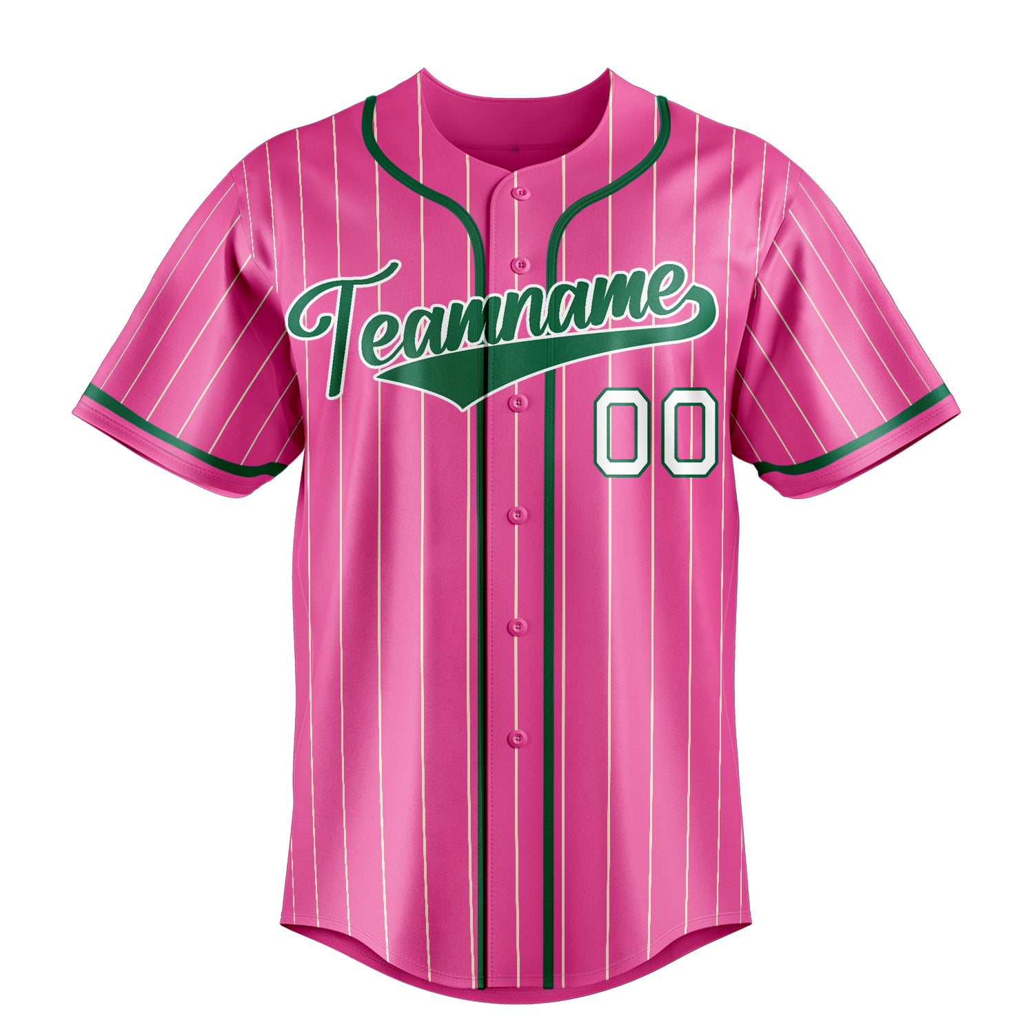 Personalized Pink & Green Cream Pinstripe Fan Baseball Jersey