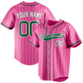 Personalized Pink & Green Cream Pinstripe Fan Baseball Jersey BB01240529WX404