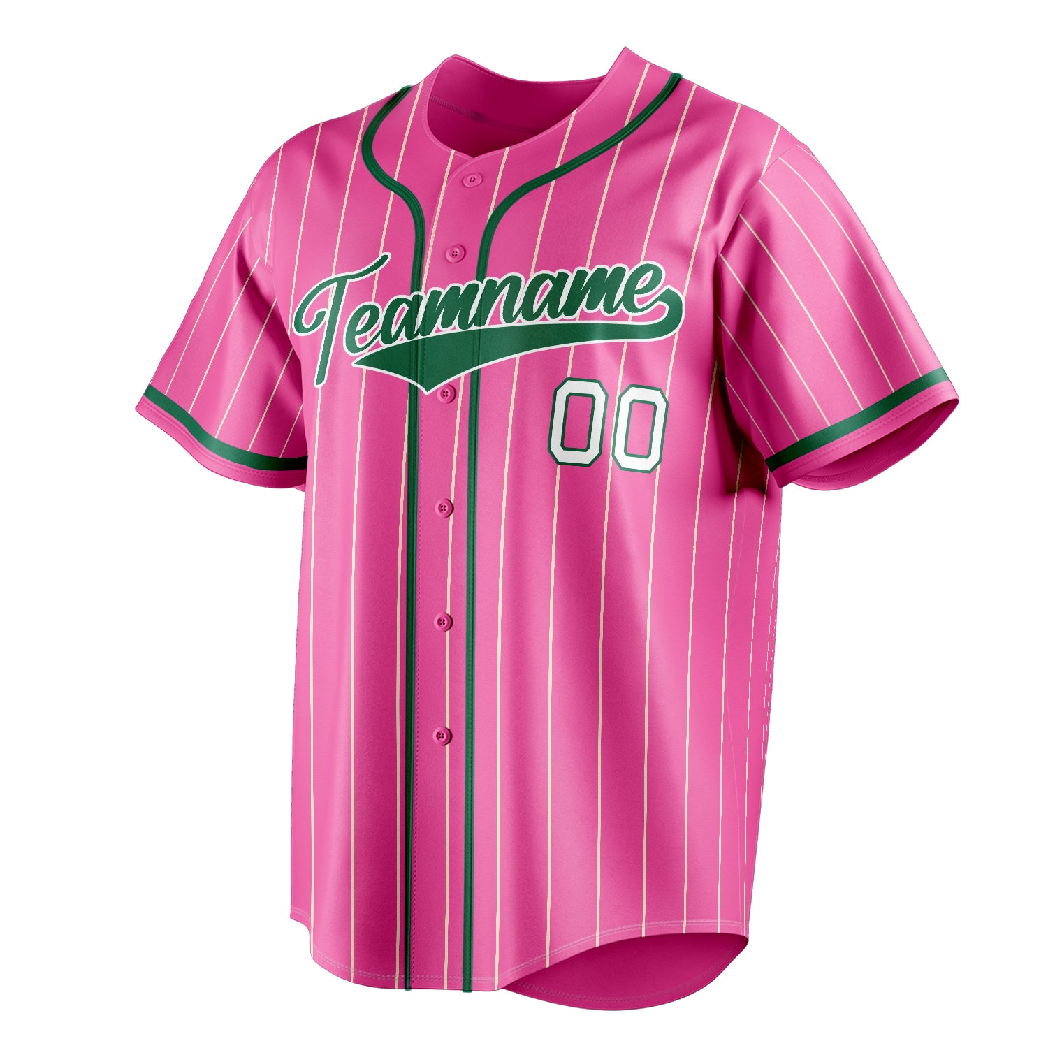 Personalized Pink & Green Cream Pinstripe Fan Baseball Jersey