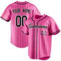 Personalized Pink & Black Cream Pinstripe Fan Baseball Jersey BB01240529WX405