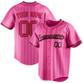 Personalized Pink & Red Cream Pinstripe Fan Baseball Jersey BB01240529WX406