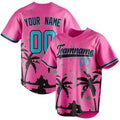 Personalized Pink & Black 3D Miami Palm Trees Fan Baseball Jersey BB01240529WX408