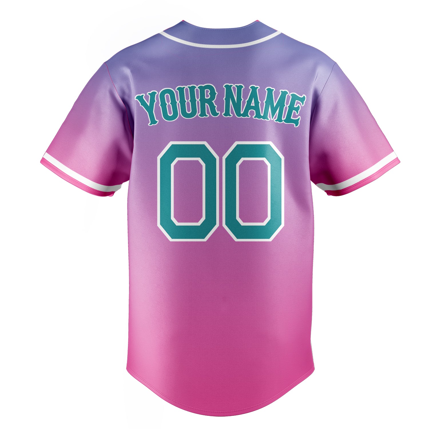 Personalized Pink & Teal Pink Blue Gradient Fan Baseball Jersey