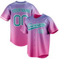 Personalized Pink & Teal Pink Blue Gradient Fan Baseball Jersey BB01240529WX410