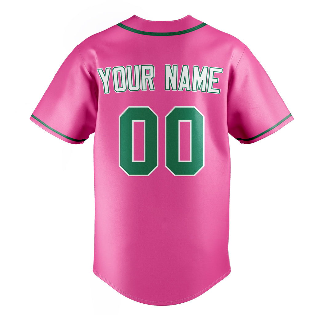 Personalized Pink & Kelly Green Color Fan Baseball Jersey