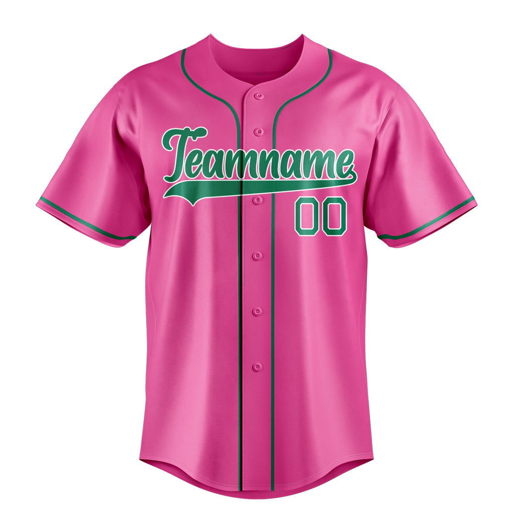 Personalized Pink & Kelly Green Color Fan Baseball Jersey