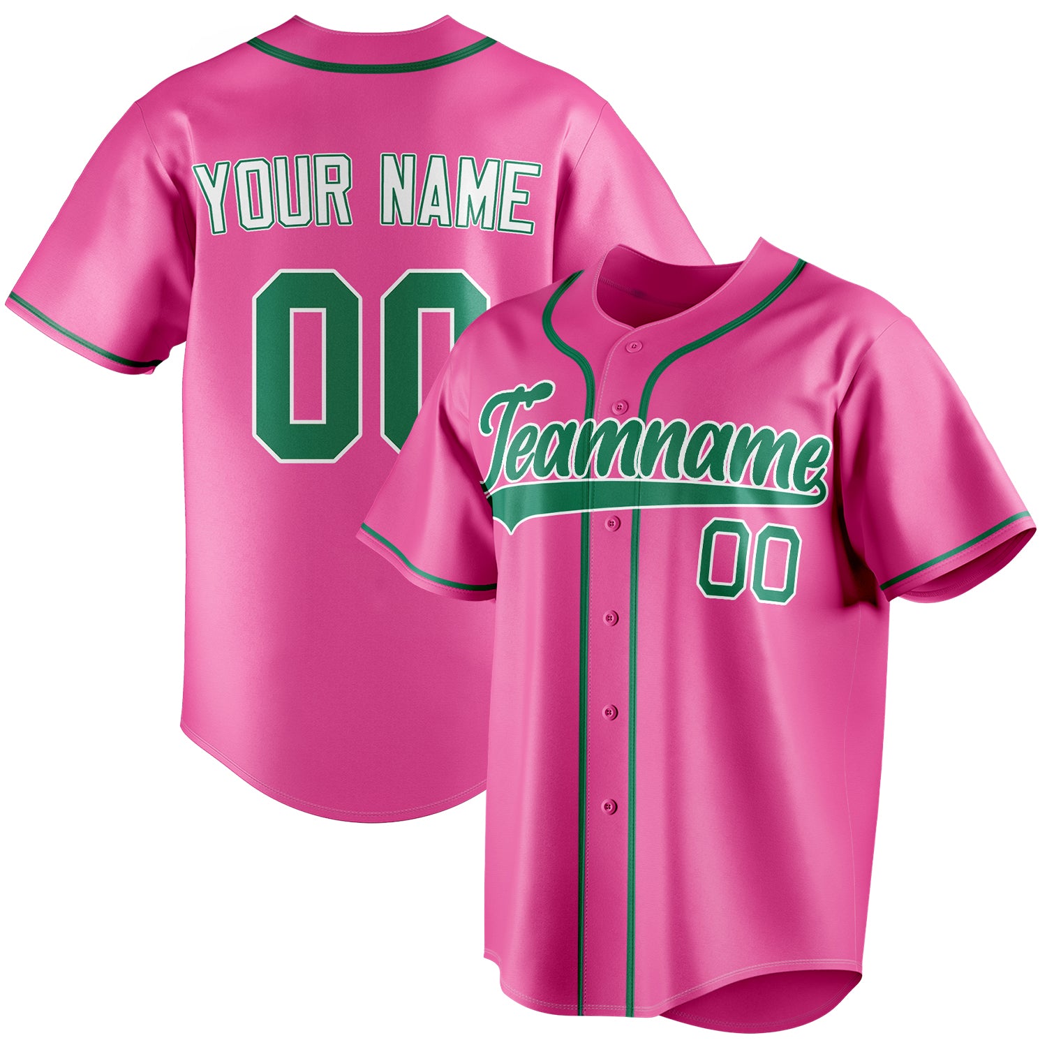 Personalized Pink & Kelly Green Color Fan Baseball Jersey BB01240529WX411