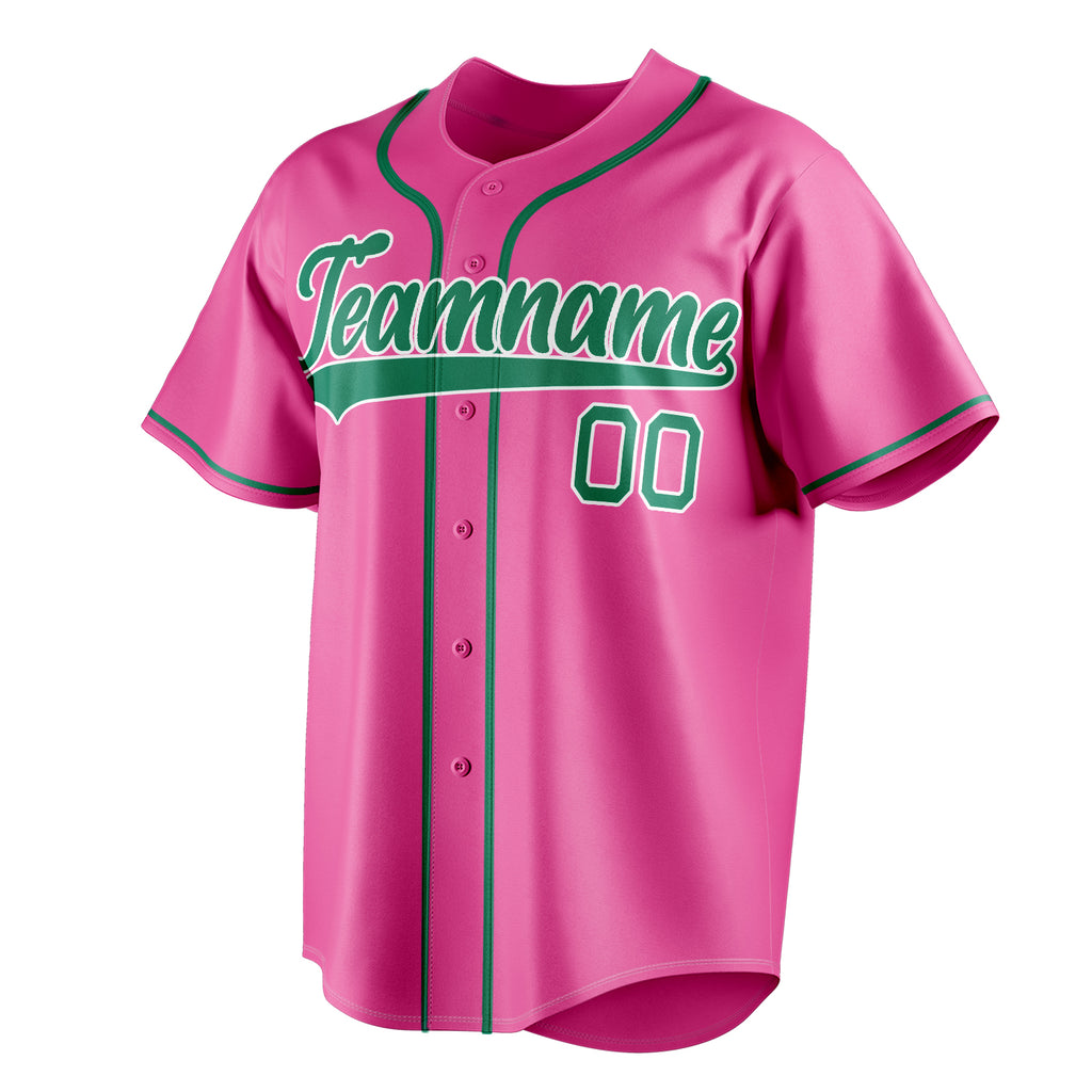 Personalized Pink & Kelly Green Color Fan Baseball Jersey