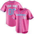 Personalized Pink & Light Blue Cream Pinstripe Fan Baseball Jersey BB01240529WX413
