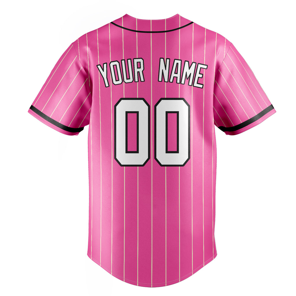 Personalized Pink & White Cream Pinstripe Fan Baseball Jersey