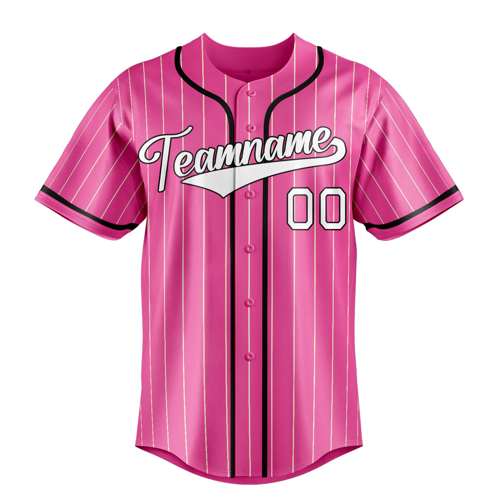 Personalized Pink & White Cream Pinstripe Fan Baseball Jersey