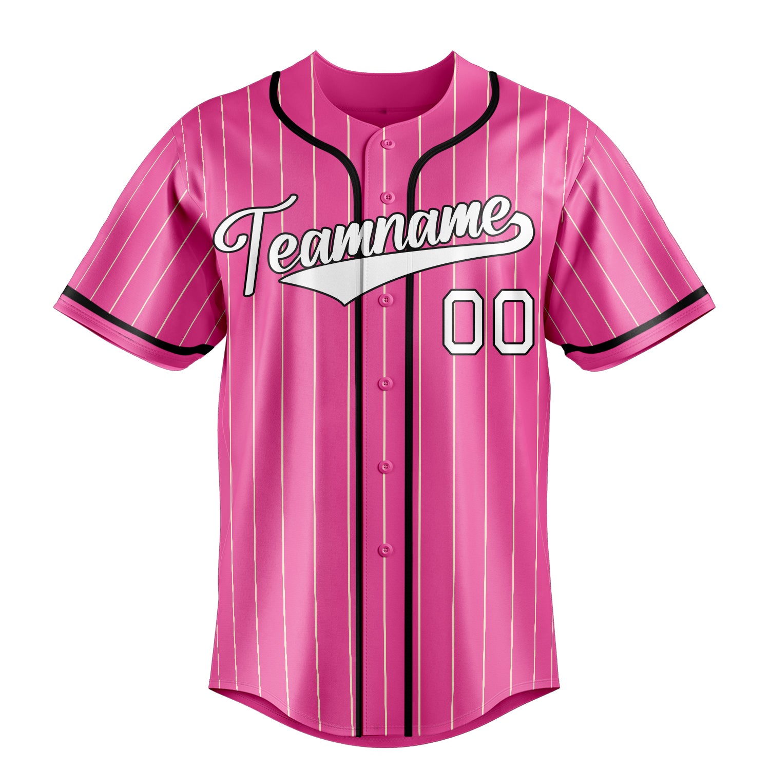 Personalized Pink & White Cream Pinstripe Fan Baseball Jersey