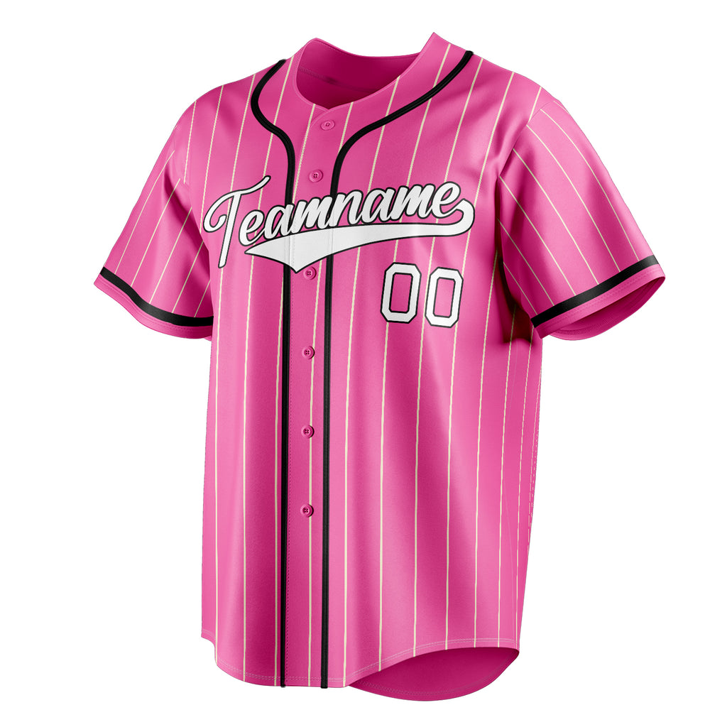 Personalized Pink & White Cream Pinstripe Fan Baseball Jersey