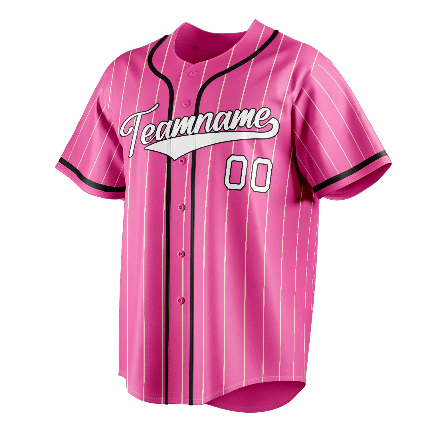 Personalized Pink & White Cream Pinstripe Fan Baseball Jersey
