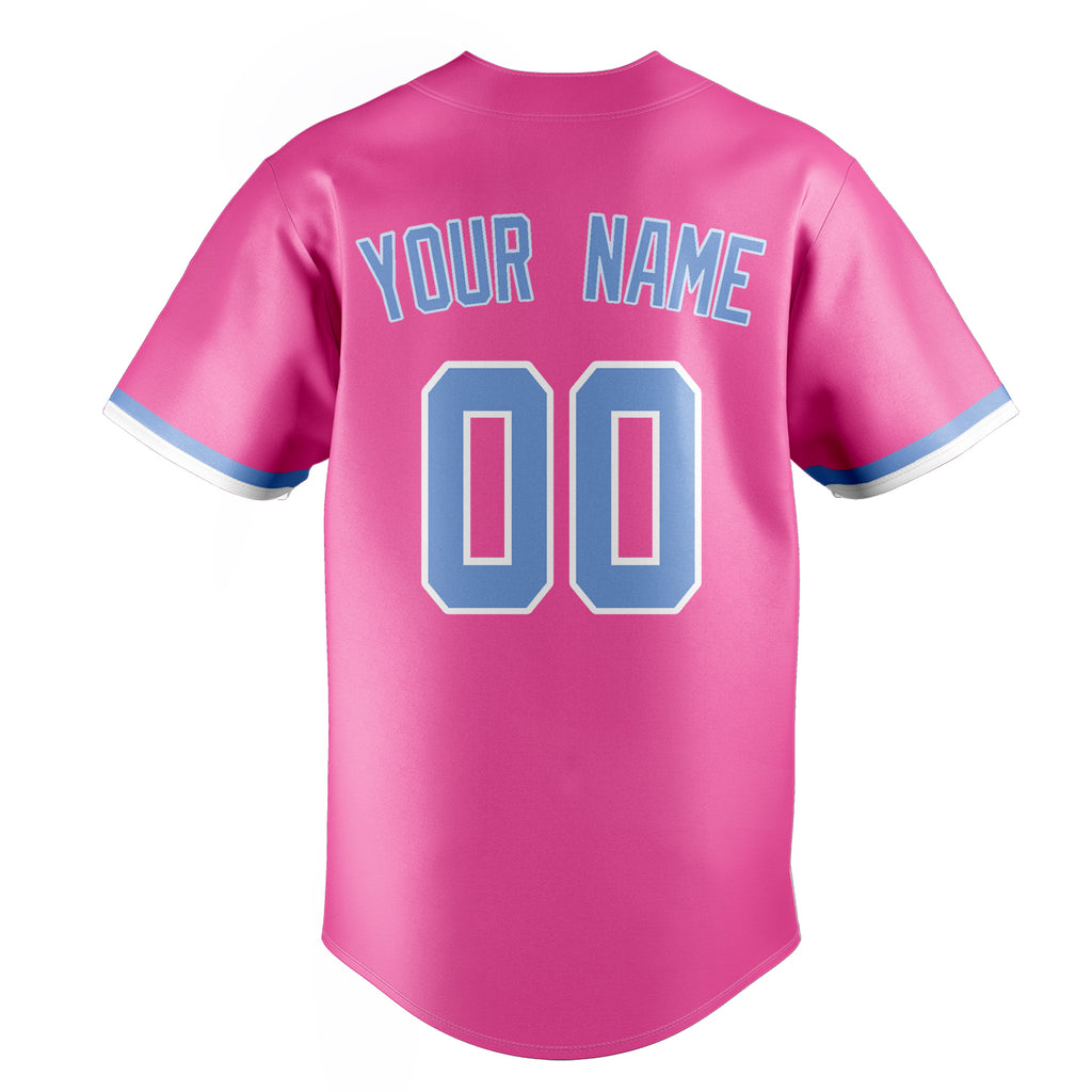 Personalized Pink & Light Blue Color Fan Baseball Jersey