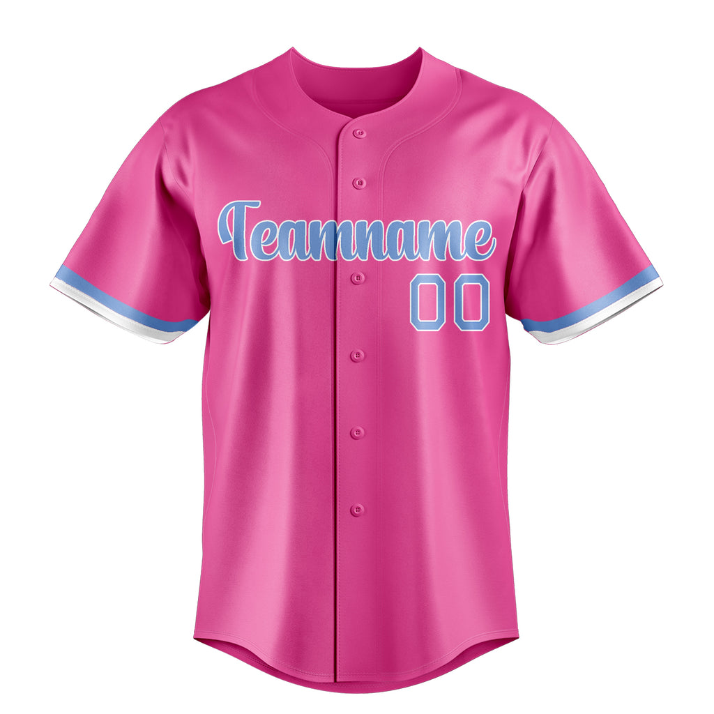 Personalized Pink & Light Blue Color Fan Baseball Jersey