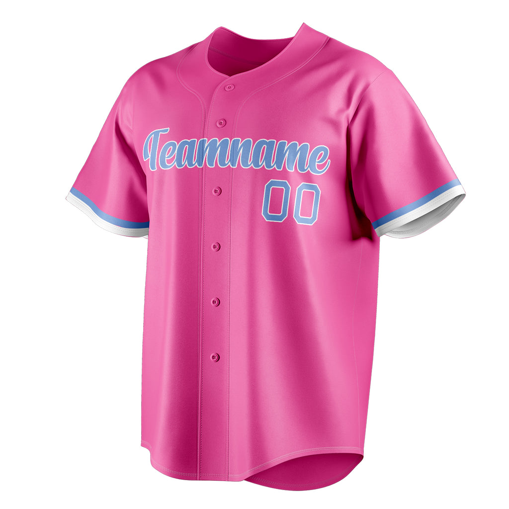 Personalized Pink & Light Blue Color Fan Baseball Jersey