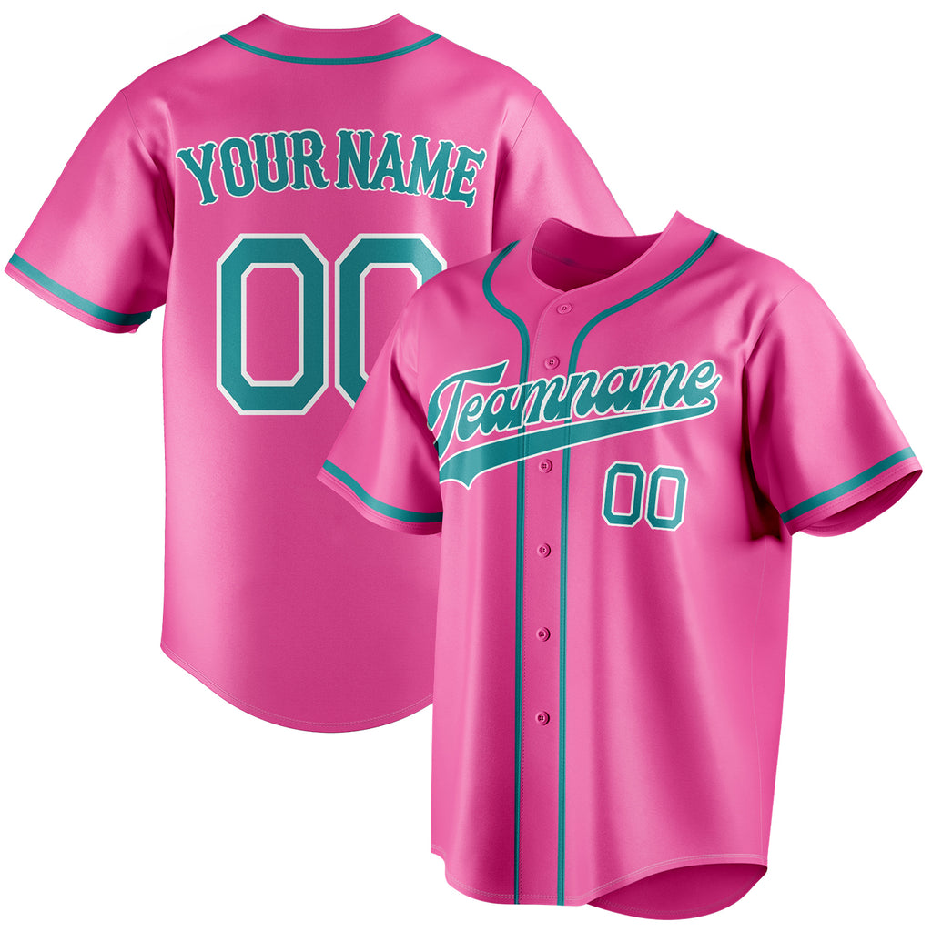 Personalized Pink & Teal Color Fan Baseball Jersey BB01240529WX417
