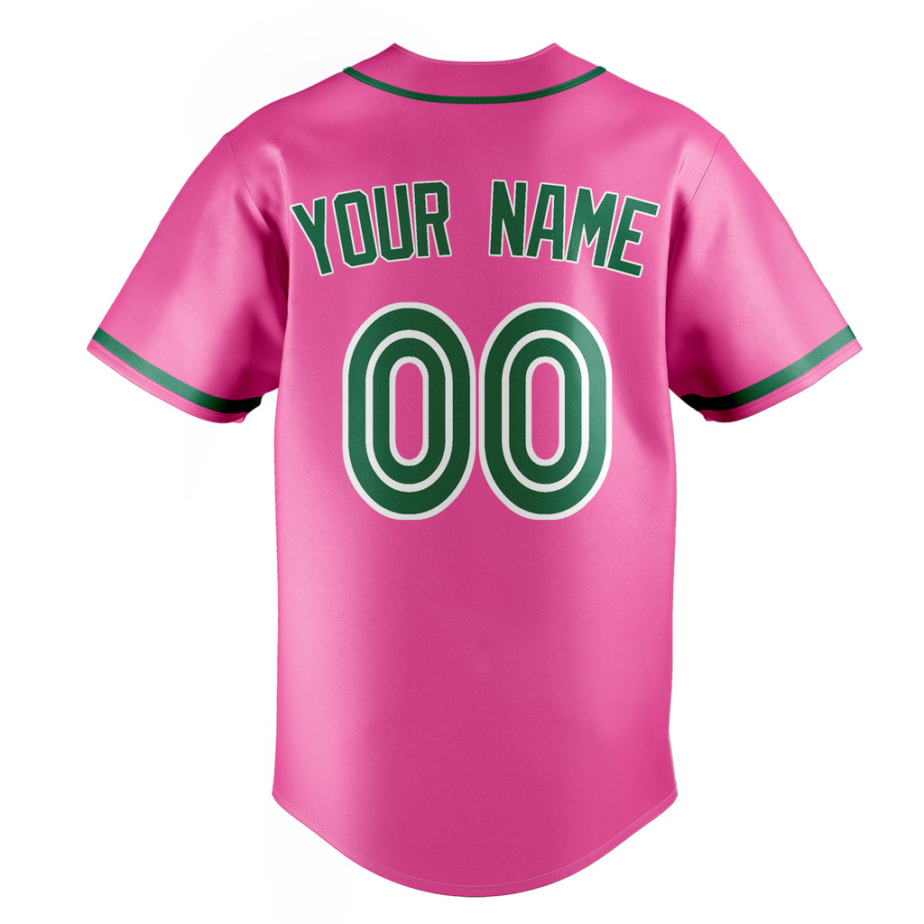 Personalized Pink & Kelly Green Color Fan Baseball Jersey