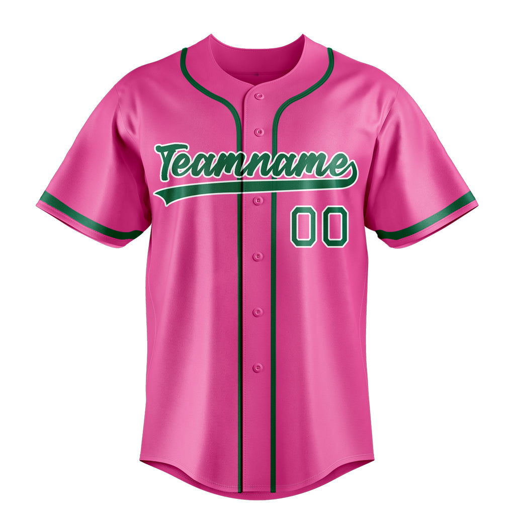 Personalized Pink & Kelly Green Color Fan Baseball Jersey