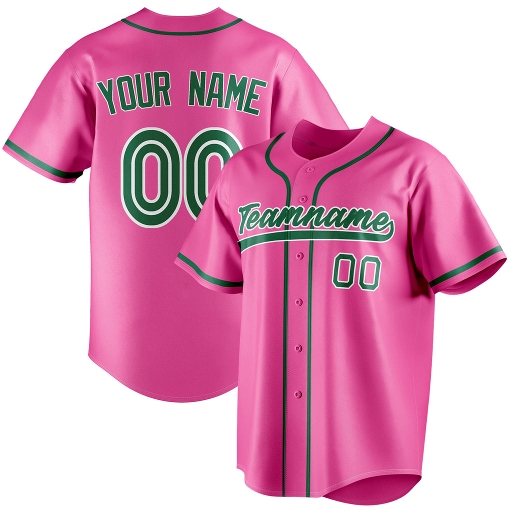 Personalized Pink & Kelly Green Color Fan Baseball Jersey BB01240529WX418