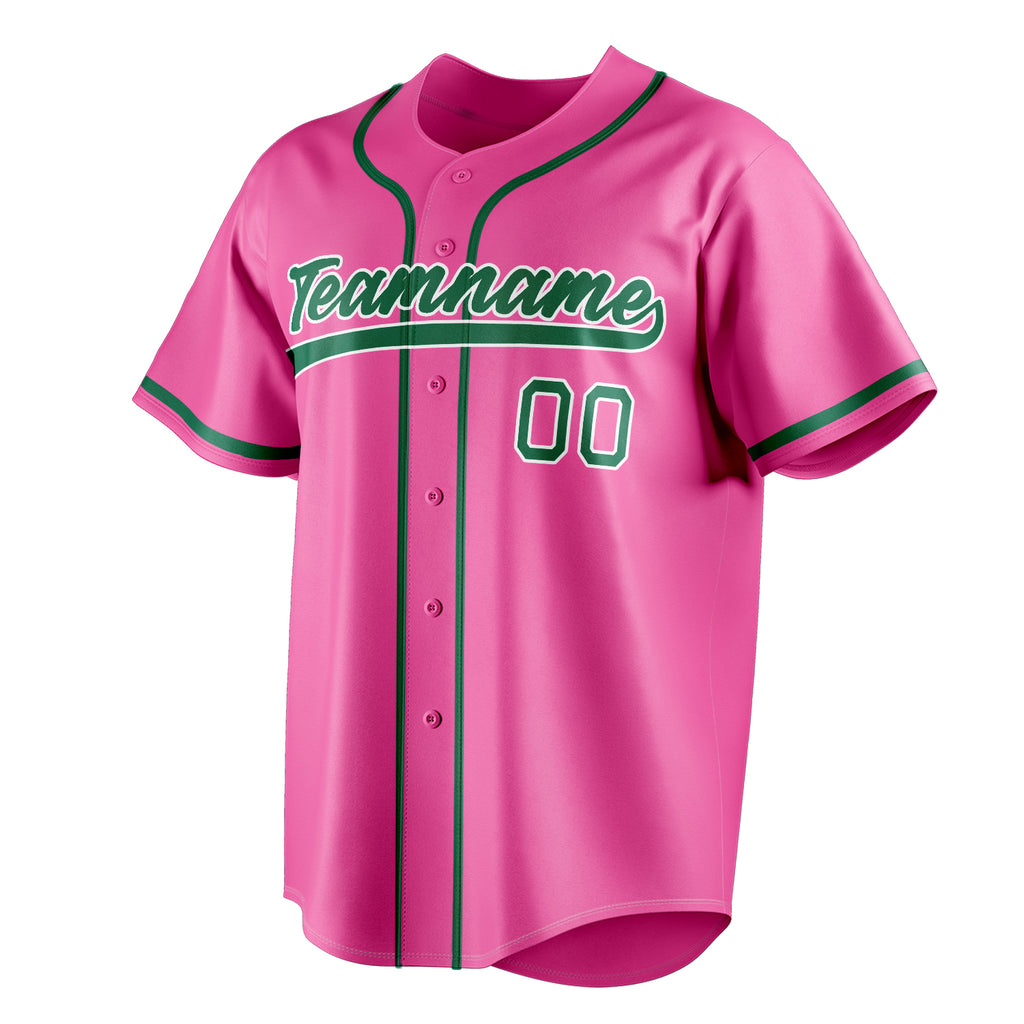 Personalized Pink & Kelly Green Color Fan Baseball Jersey