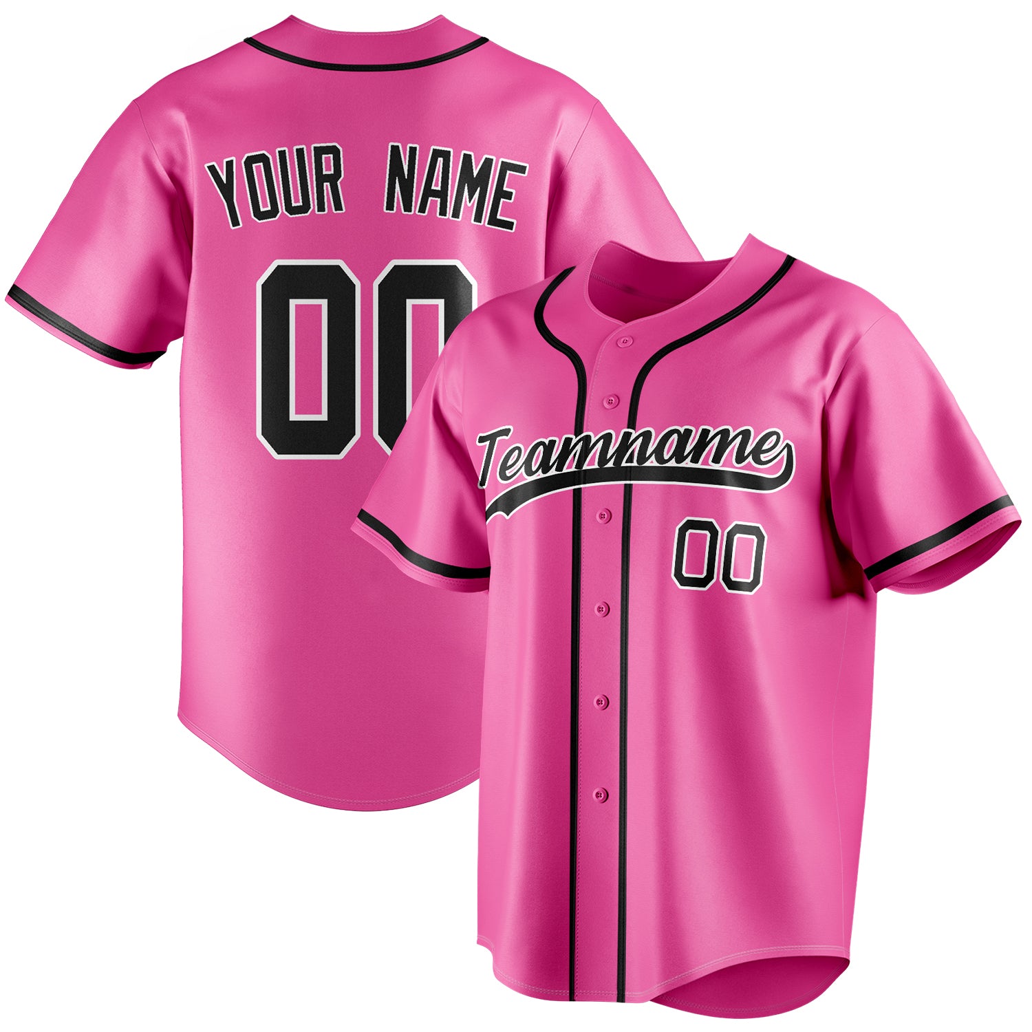 Personalized Pink & Black Color Fan Baseball Jersey BB01240529WX419