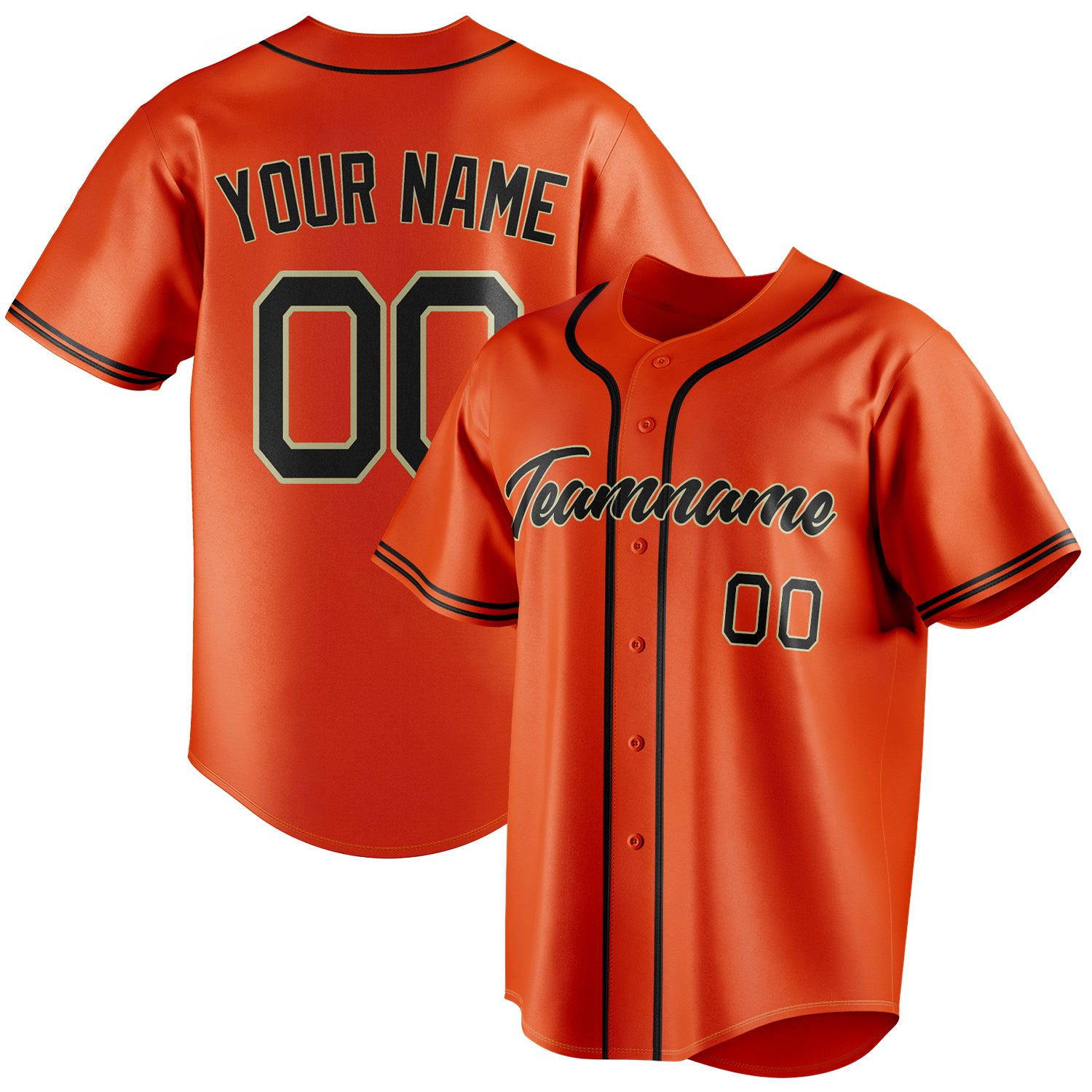 Personalized Orange & Black Color Fan Baseball Jersey BB01240529WY165