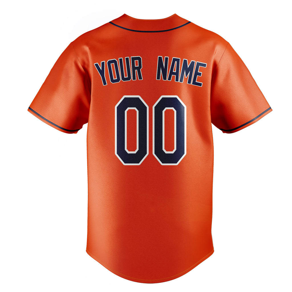 Personalized Orange & Navy Color Fan Baseball Jersey
