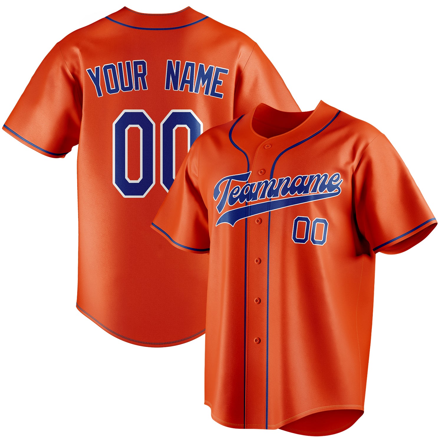 Personalized Orange & Royal Color Fan Baseball Jersey BB01240529WY168