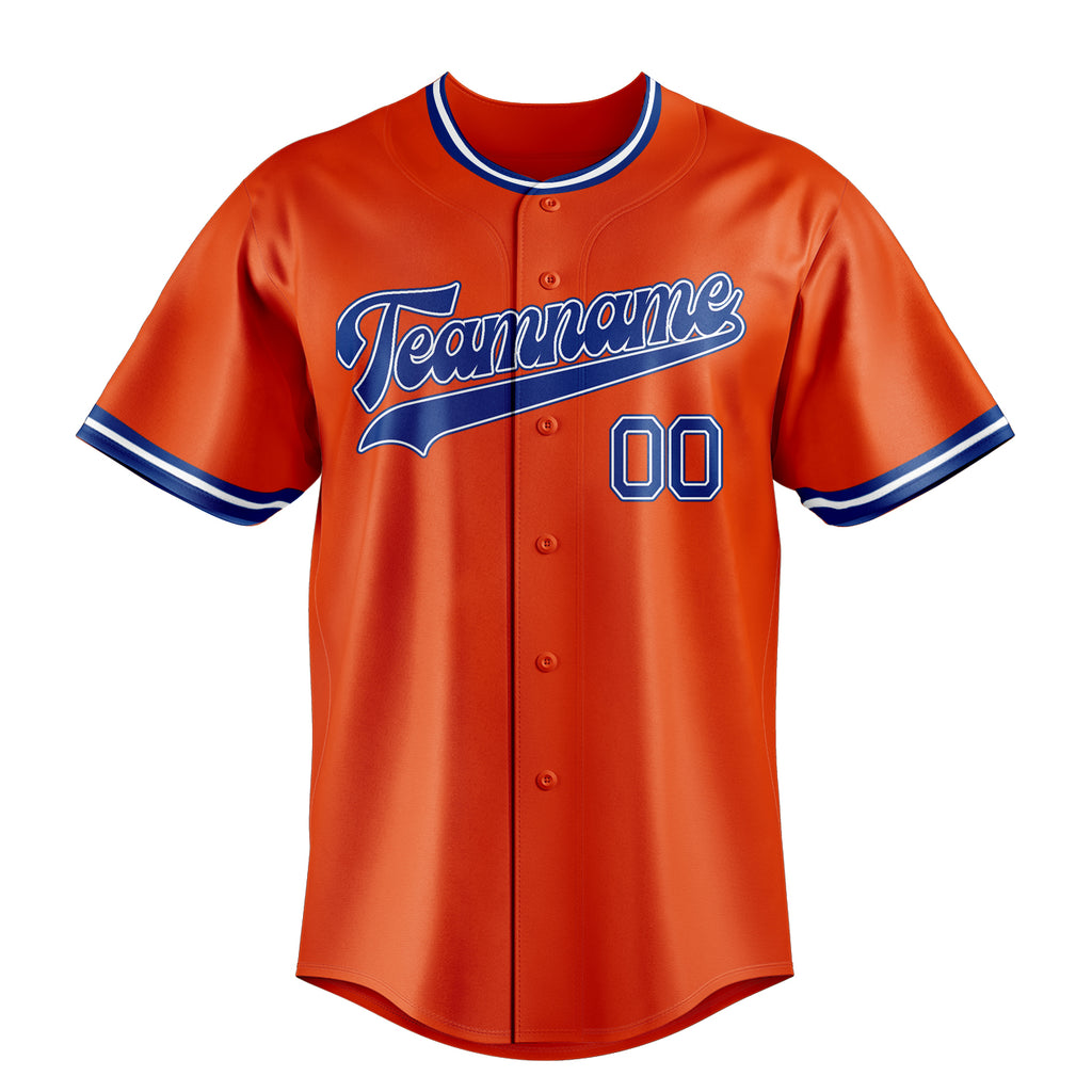Personalized Orange & Royal Color Fan Baseball Jersey