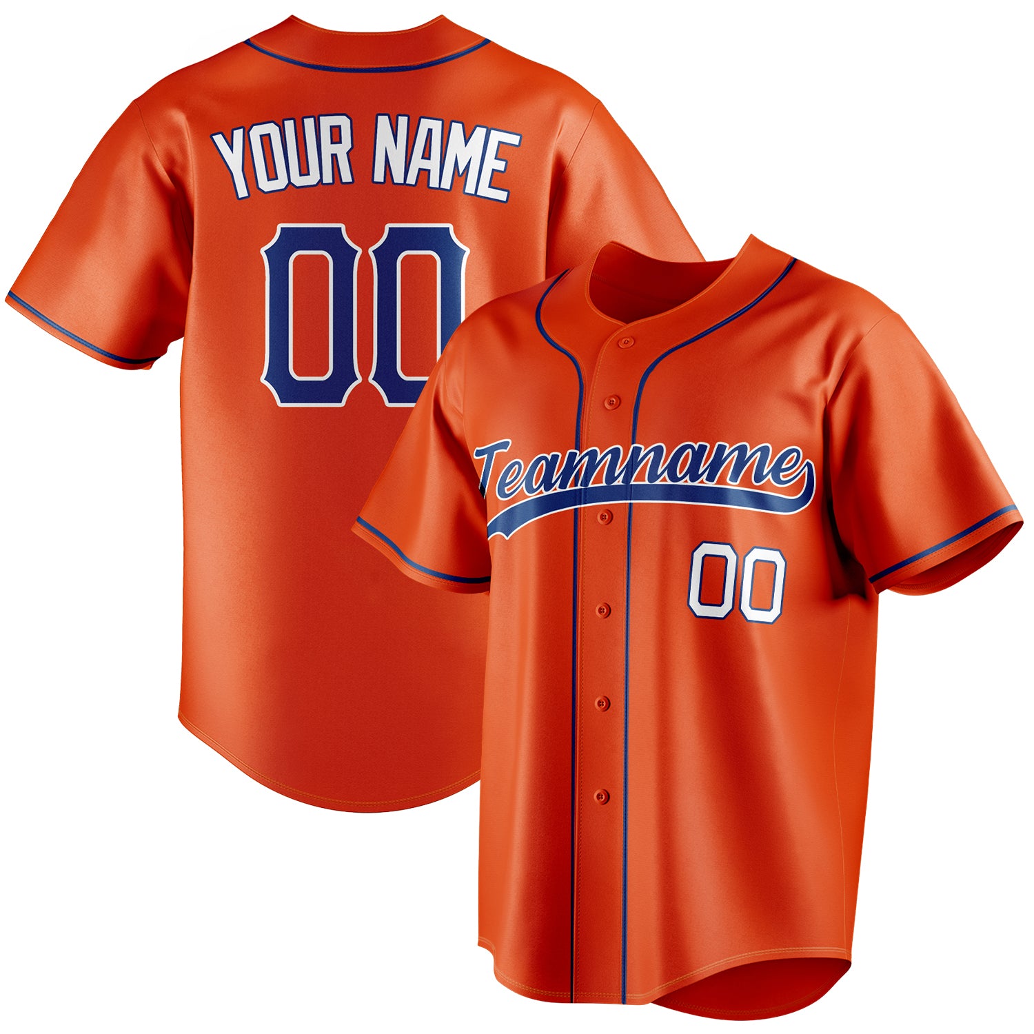 Personalized Orange & Royal Color Fan Baseball Jersey BB01240529WY172