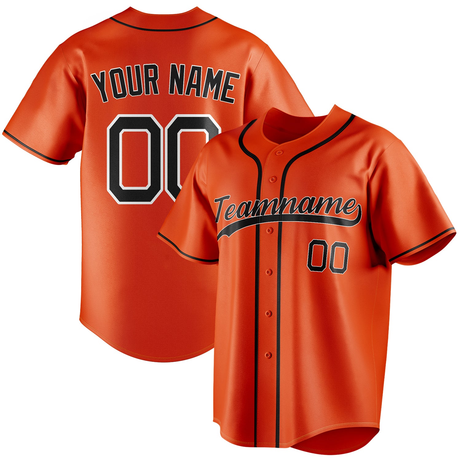 Personalized Orange & Black Color Fan Baseball Jersey BB01240529WY176