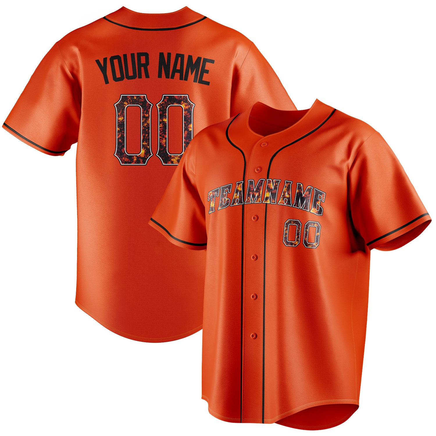 Personalized Orange & Black Color Fan Baseball Jersey BB01240529WY177