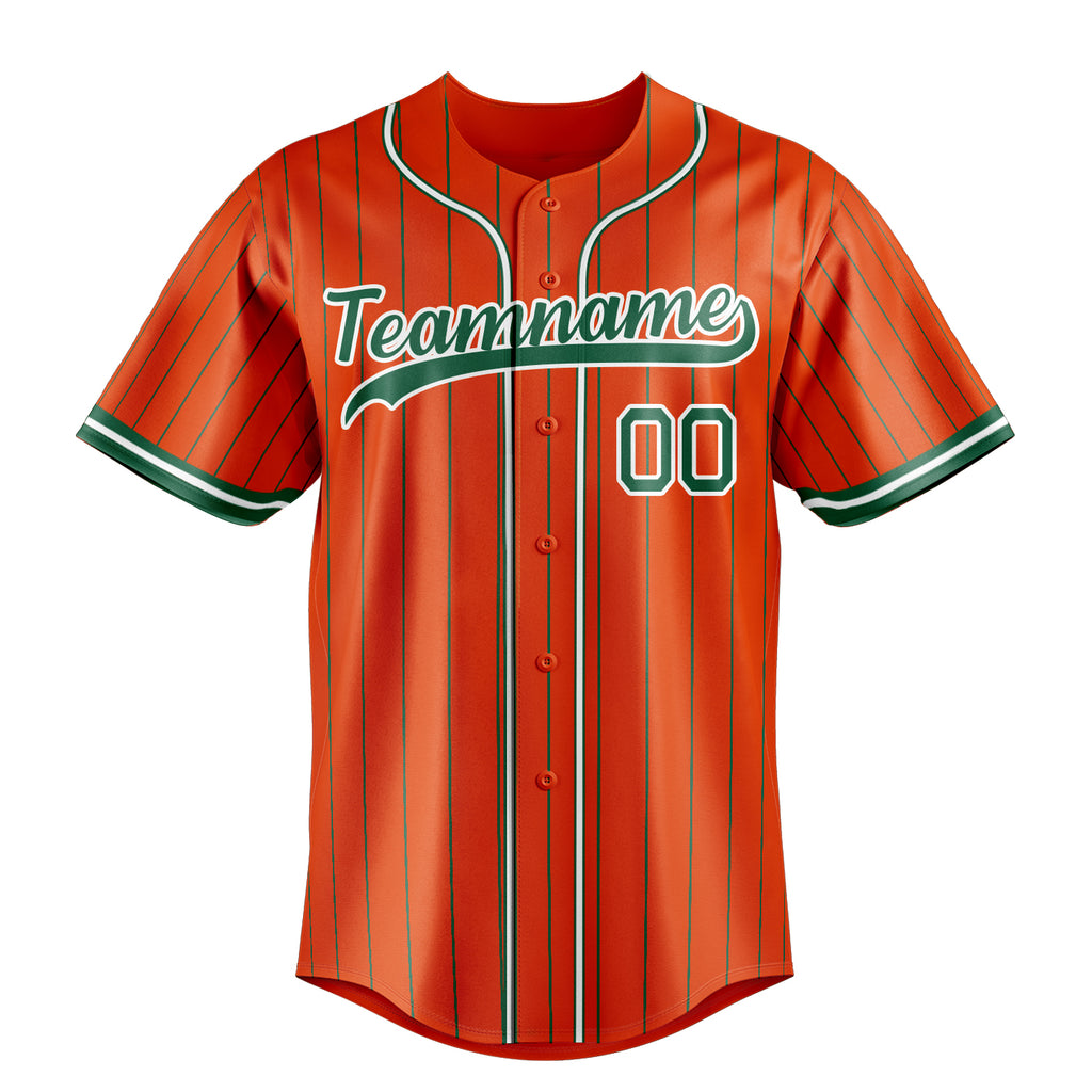 Personalized Orange & Kelly Green Kelly Green Pinstripe Fan Baseball Jersey
