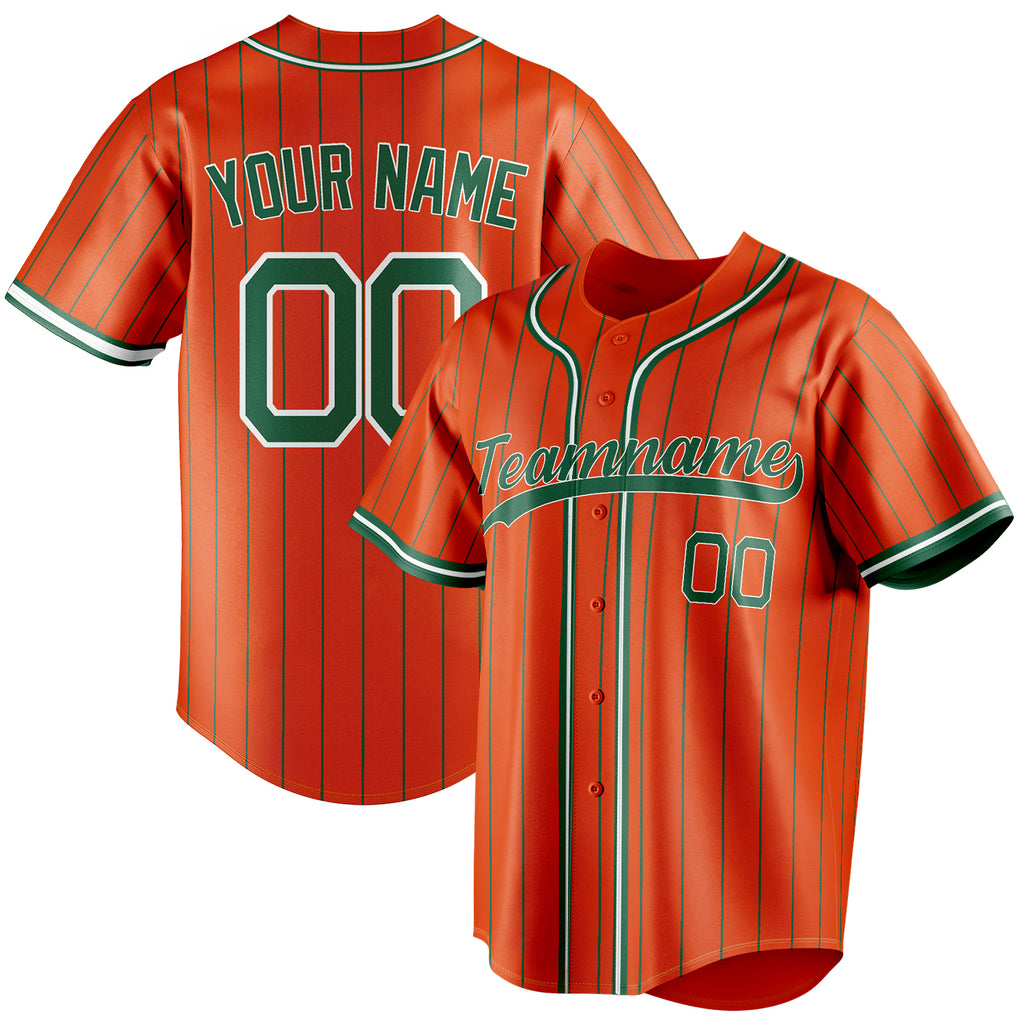 Personalized Orange & Kelly Green Kelly Green Pinstripe Fan Baseball Jersey BB01240529WY178